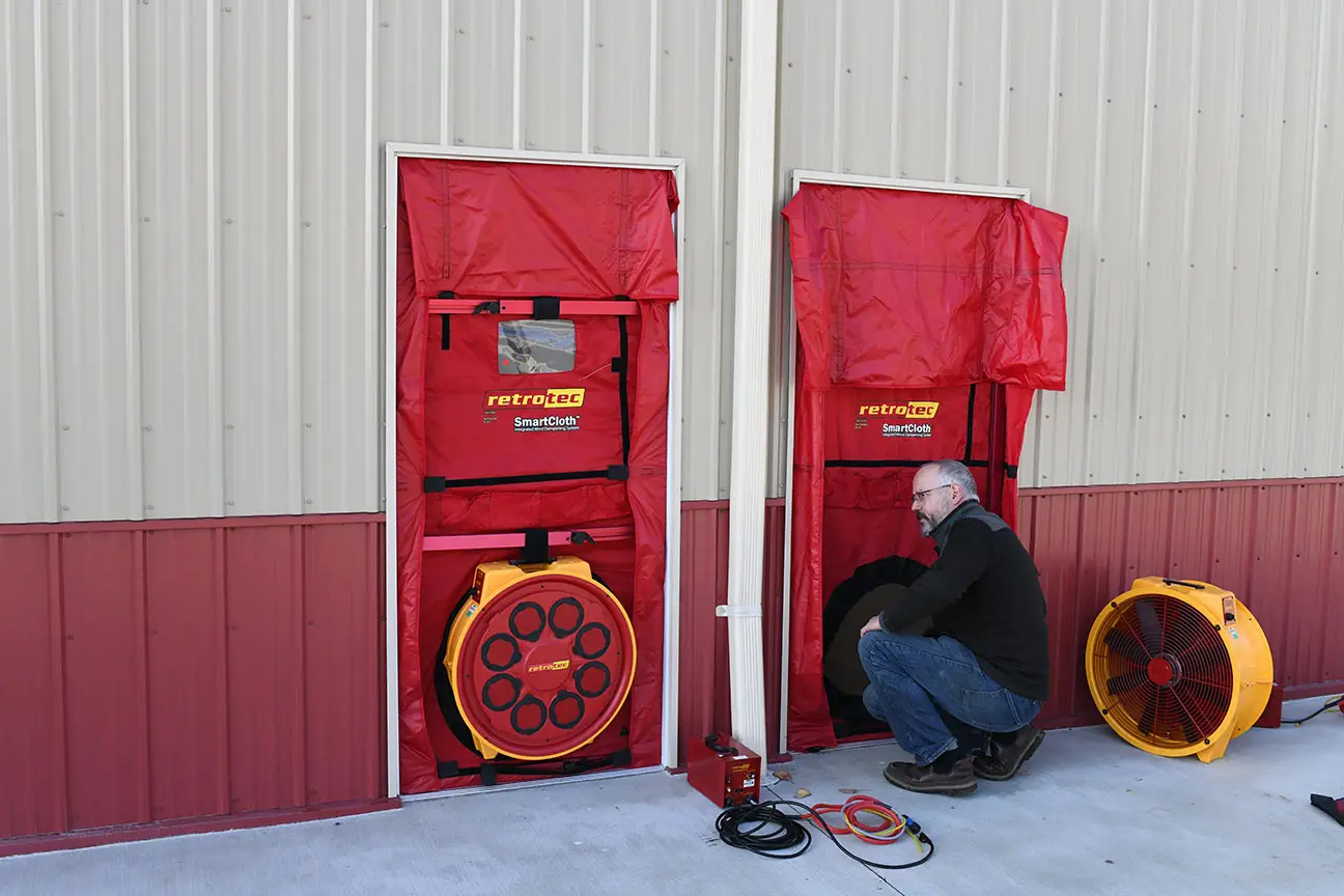 Blower Door being setup Blower Door being setup